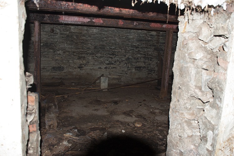 East basement view through foundation wall opening